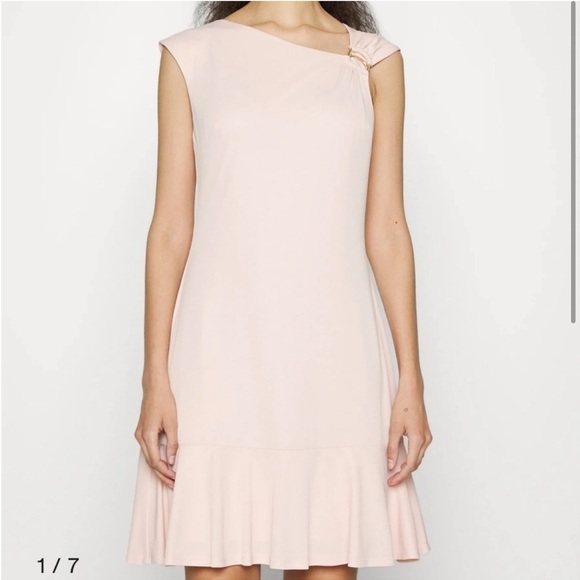 Lauren Ralph Lauren Asymmetrical Jersey Dress in Blush Pink - Picture 2 of 12